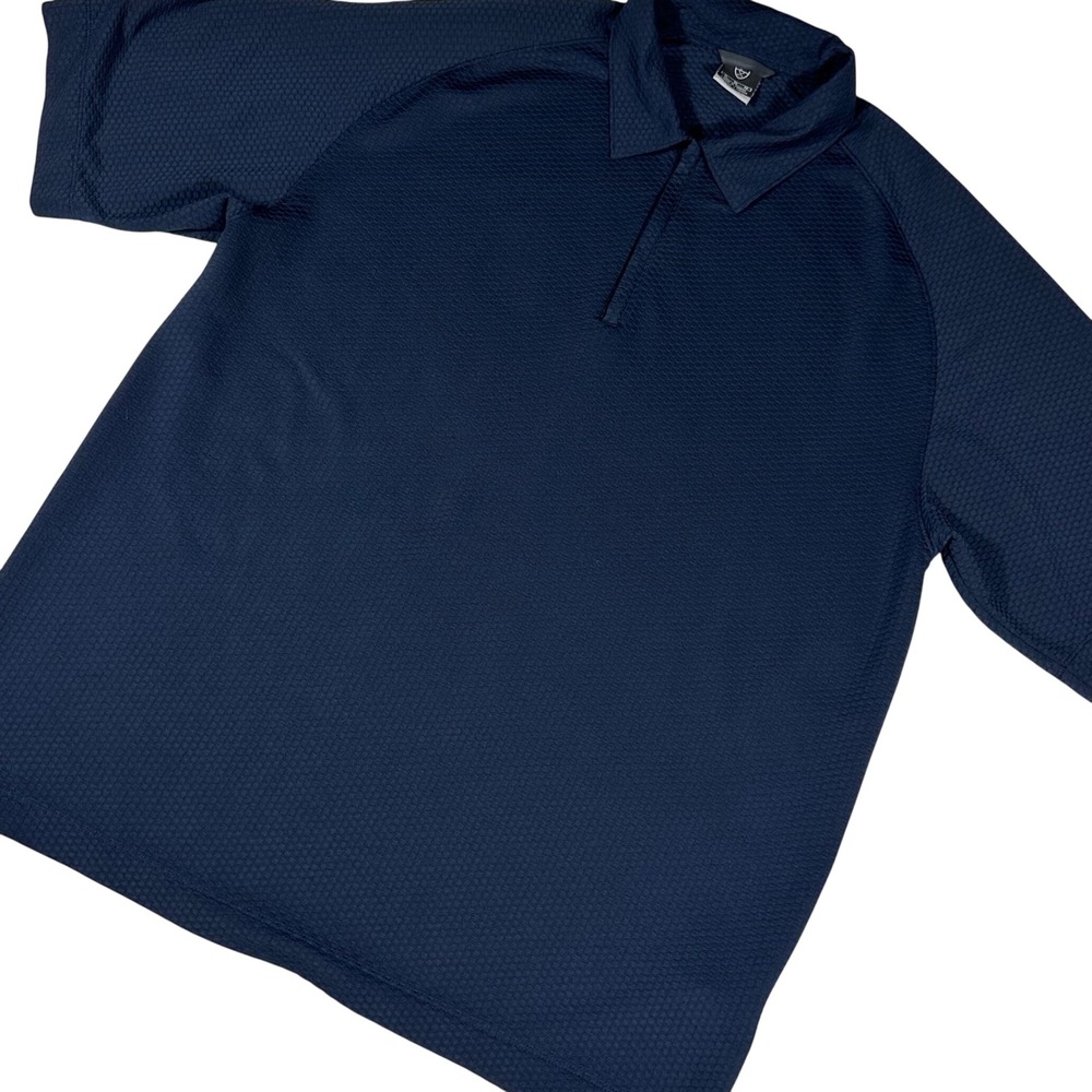 Nike Golf Polo Shirt Mens XL Navy Blue Textured Dri-FIT Quarter Zip Short Sleeve